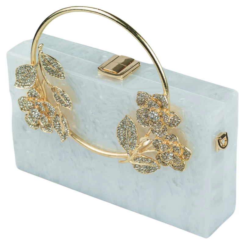 Bling Acrylic Clutch-White