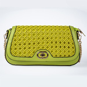 Lola Rattan Designer Sling Bag-Green