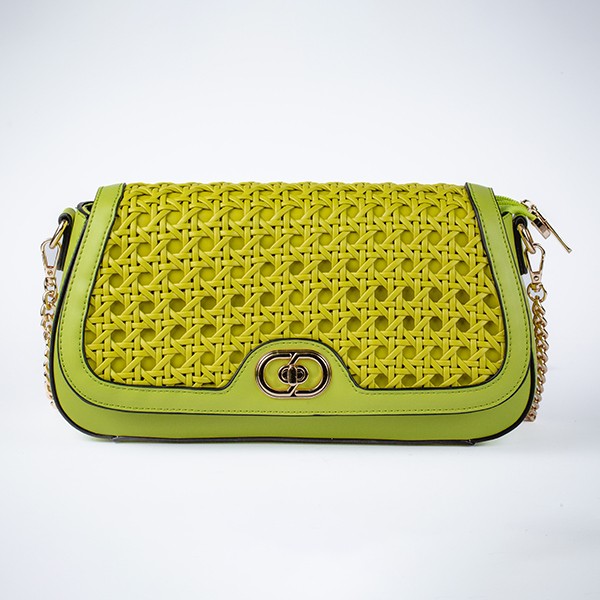 Lola Rattan Designer Sling Bag-Green 8