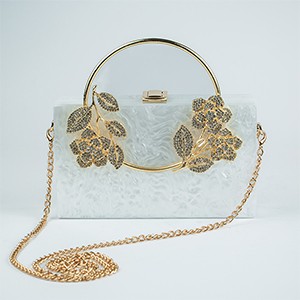 Bling Acrylic Clutch-White