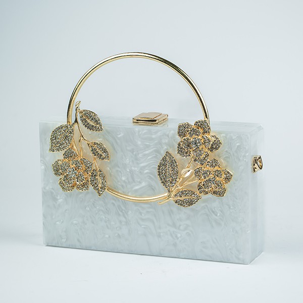 Bling Acrylic Clutch-White