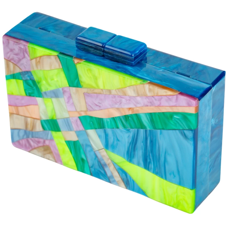 Maze Acrylic Clutch-Blue 4