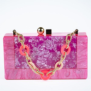 Lisa Acrylic Clutch-Roseo