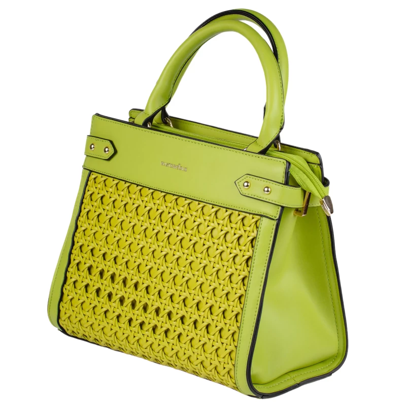 Lemo Rattan Designer Tote Bag-Green