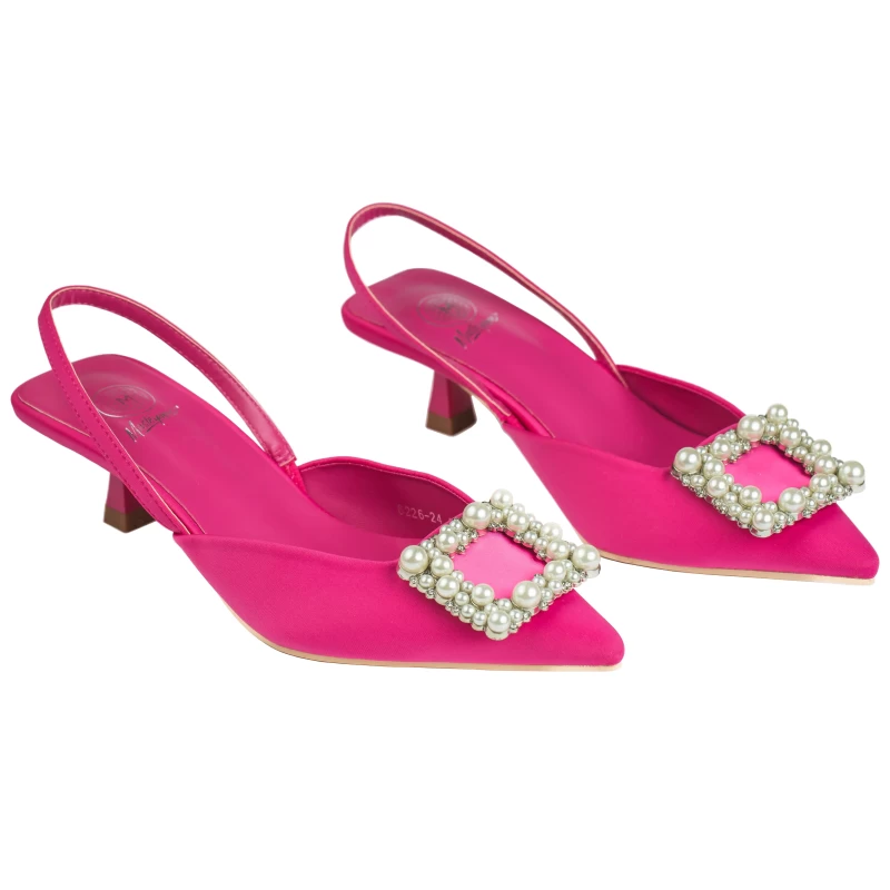 Viola Satin Heel-Fuchsia