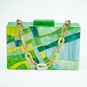 Maze Acrylic Clutch-Green