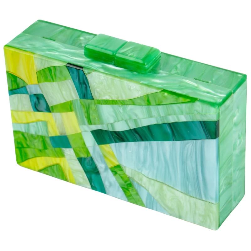 Maze Acrylic Clutch-Green 8