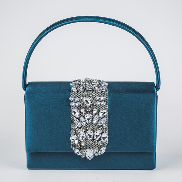 Viola Satin Purse-Teal 2