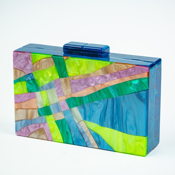 Maze Acrylic Clutch-Blue