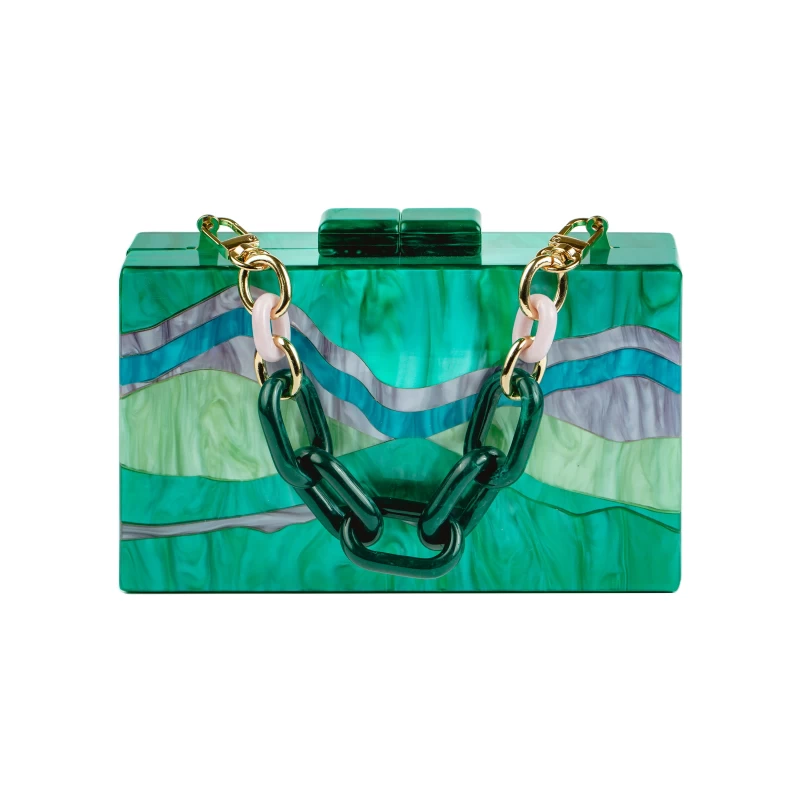 Marbella Acrylic Clutch-Green