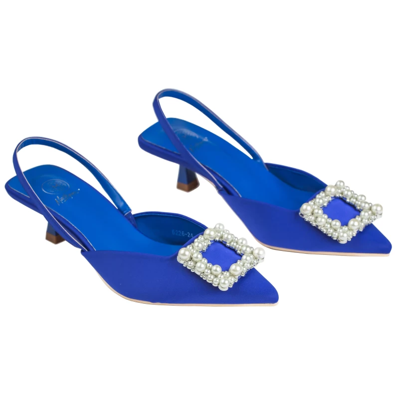 Viola Satin Heel-Electric Blue