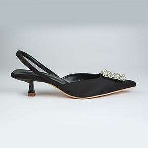 Viola Satin Heel-Black