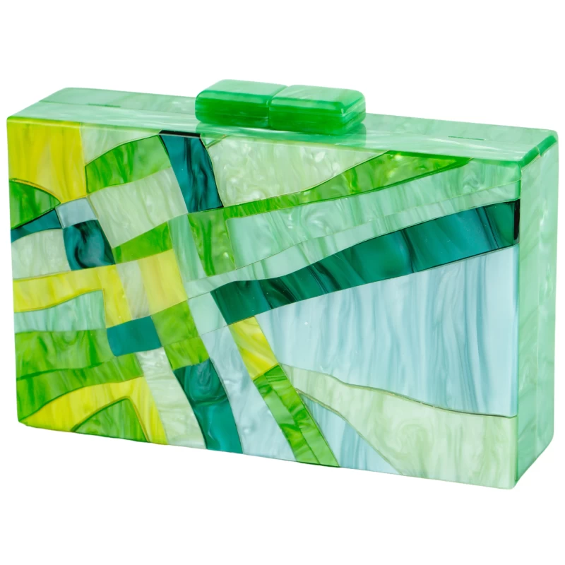 Maze Acrylic Clutch-Green