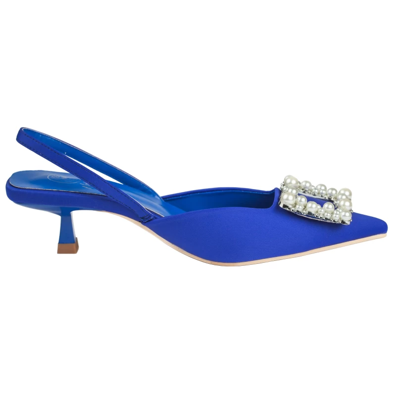 Viola Satin Heel-Electric Blue