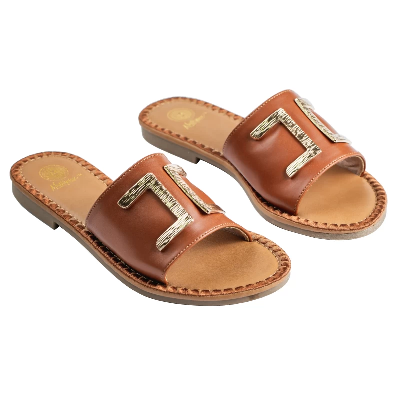 Chloe Flat Sandal-Brown