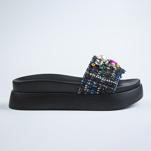 Franca Wedge Slide-Black 4