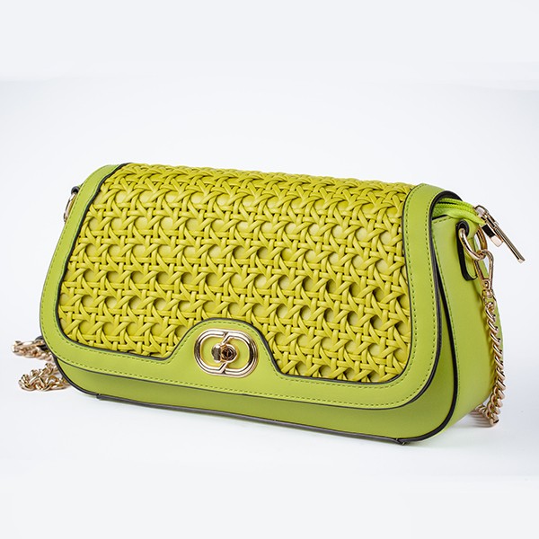 Lola Rattan Designer Sling Bag-Green