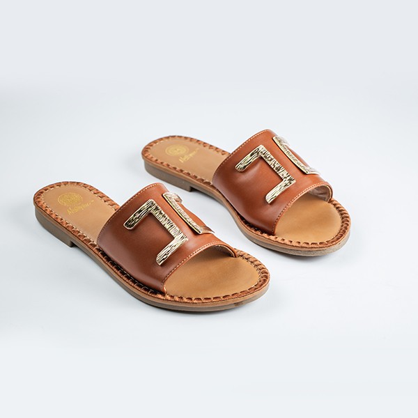 Chloe Flat Sandal-Brown