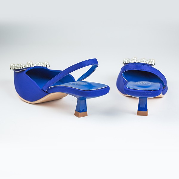 Viola Satin Heel-Electric Blue 4