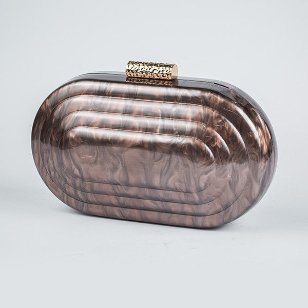 Rosa Acrylic Clutch-Coffee