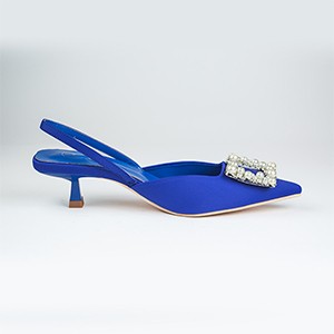 Viola Satin Heel-Electric Blue