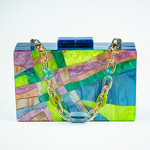 Maze Acrylic Clutch-Blue