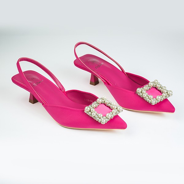 Viola Satin Heel-Fuchsia