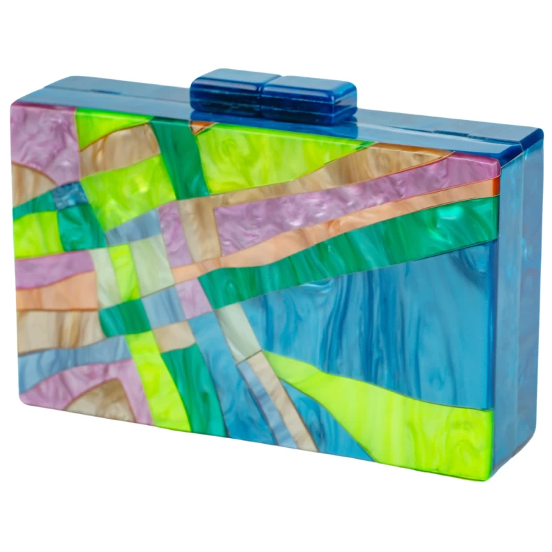 Maze Acrylic Clutch-Blue 2