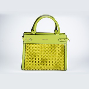 Lemo Rattan Designer Tote Bag-Green