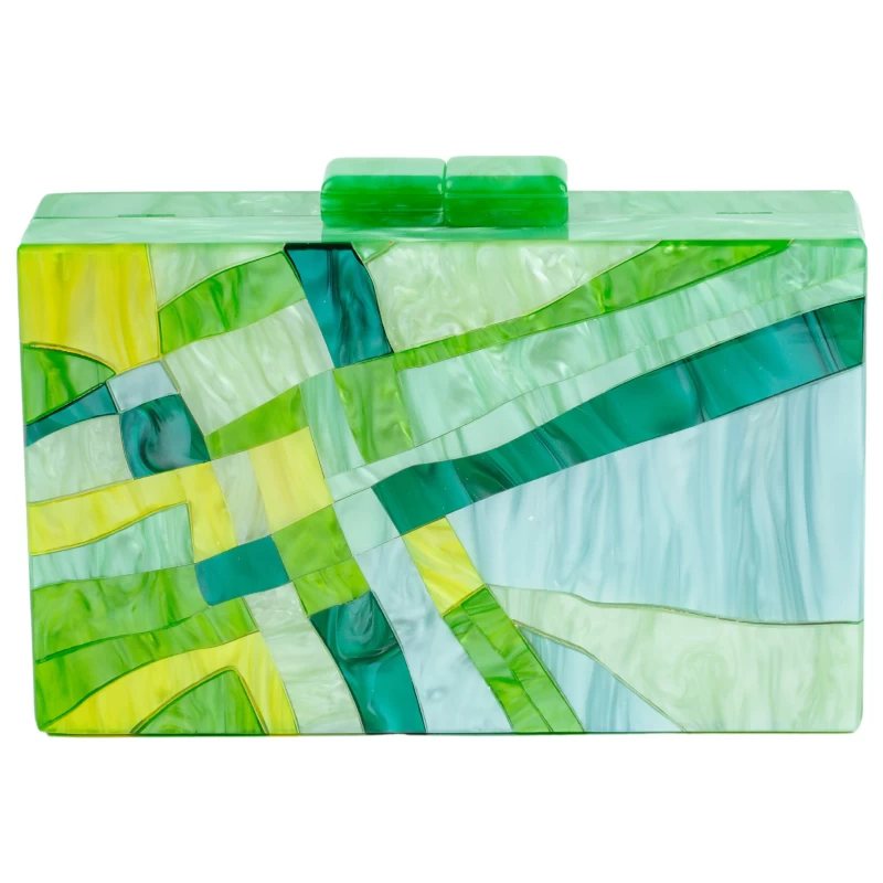 Maze Acrylic Clutch-Green 7