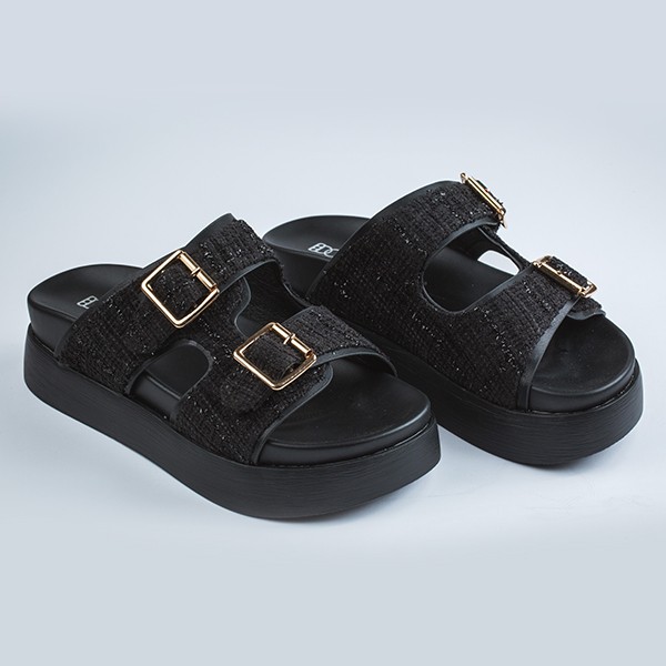 Arizona Double Strap Slide-Black