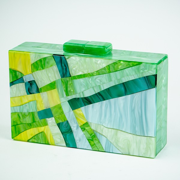 Maze Acrylic Clutch-Green