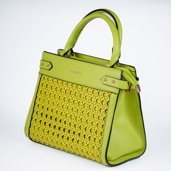 Lemo Rattan Designer Tote Bag-Green