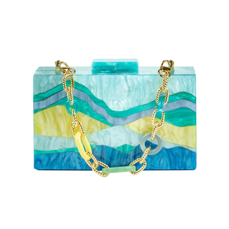 Marbella Acrylic Clutch-Blue