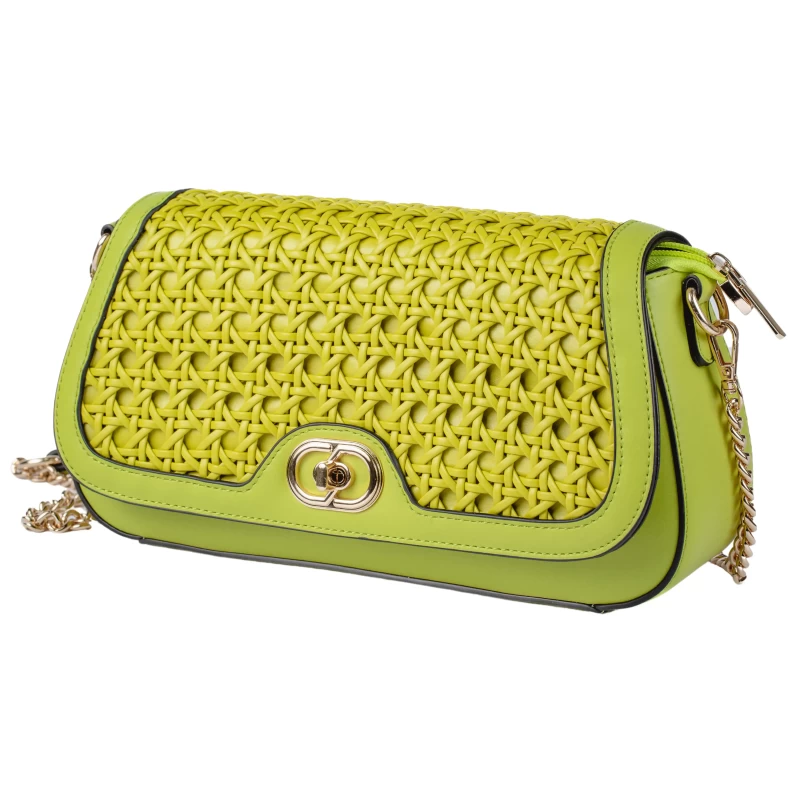 Lola Rattan Designer Sling Bag-Green