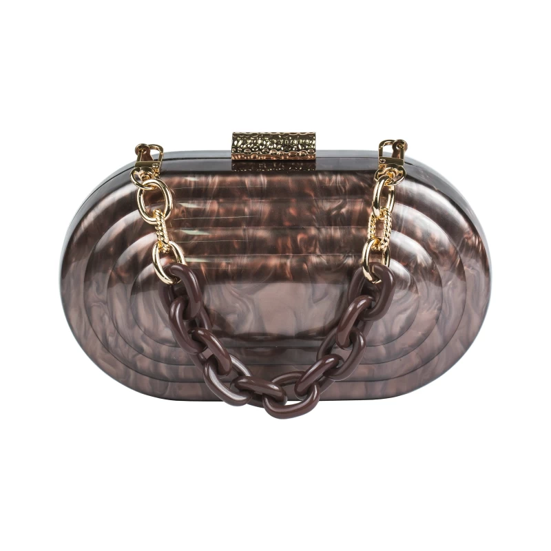 Rosa Acrylic Clutch-Coffee