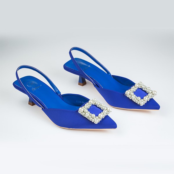 Viola Satin Heel-Electric Blue