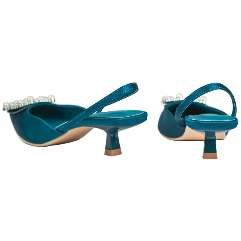 Viola Satin Heel-Dark Teal 5