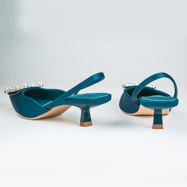 Viola Satin Heel-Dark Teal 4