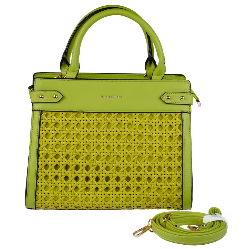 Lemo Rattan Designer Tote Bag-Green 4