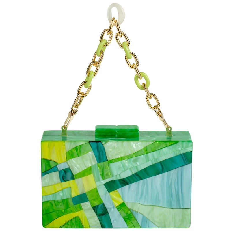 Maze Acrylic Clutch-Green 6