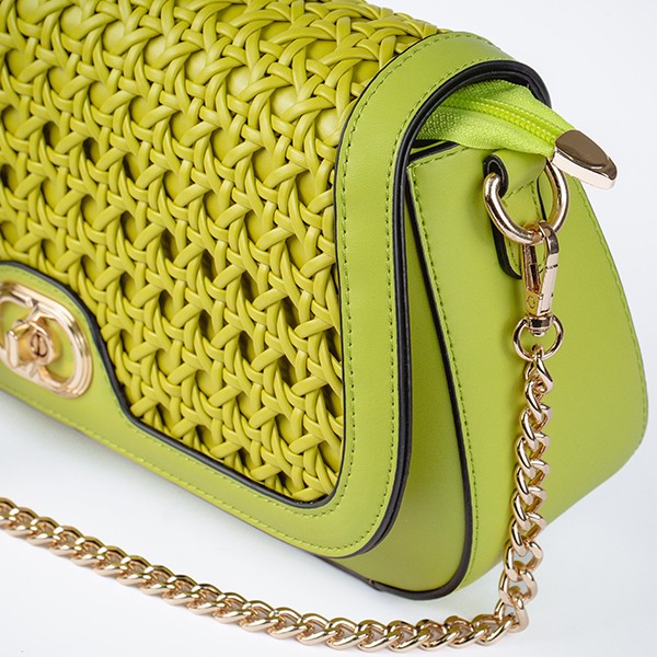 Lola Rattan Designer Sling Bag-Green 6