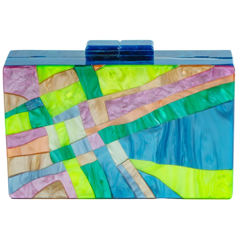 Maze Acrylic Clutch-Blue