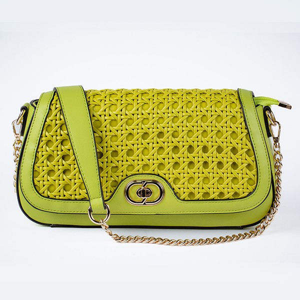 Lola Rattan Designer Sling Bag-Green 5