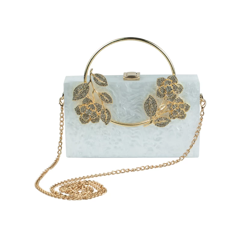 Bling Acrylic Clutch-White